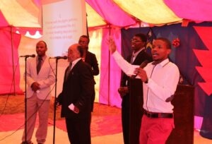 Worship team leading service